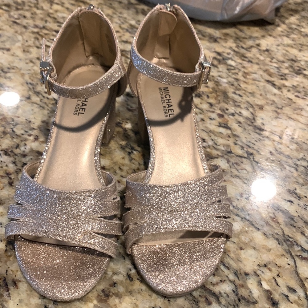Michael Kors girls sandals heels gold color size 2